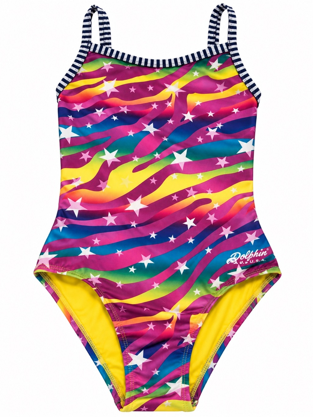 Dolfin Uglies Stars Multicolor Girls' One-Piece Swimsuit - Yellow Lined